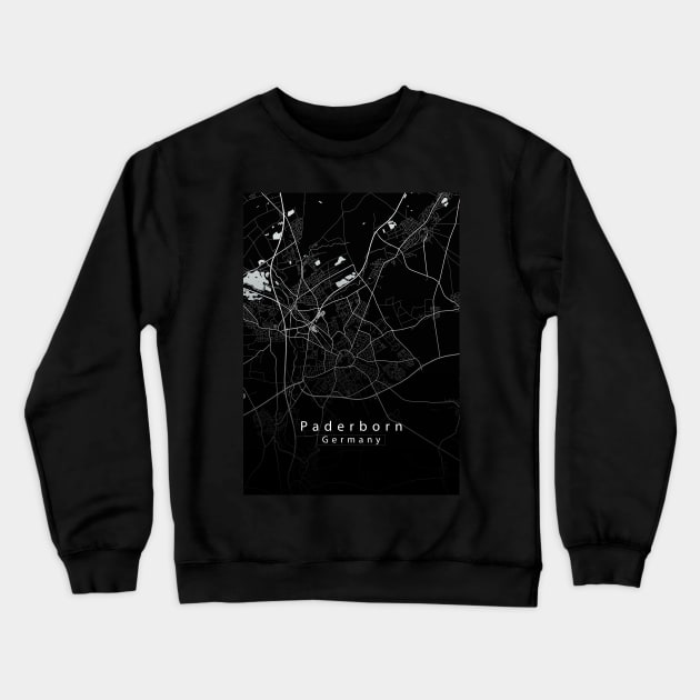 Paderborn Germany City Map dark Crewneck Sweatshirt by Robin-Niemczyk